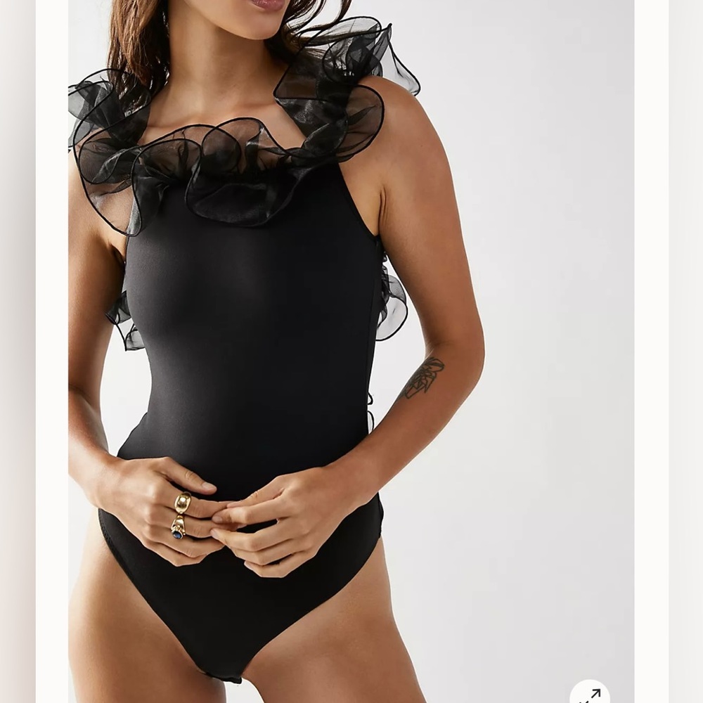 Free People black ruffle bodysuit